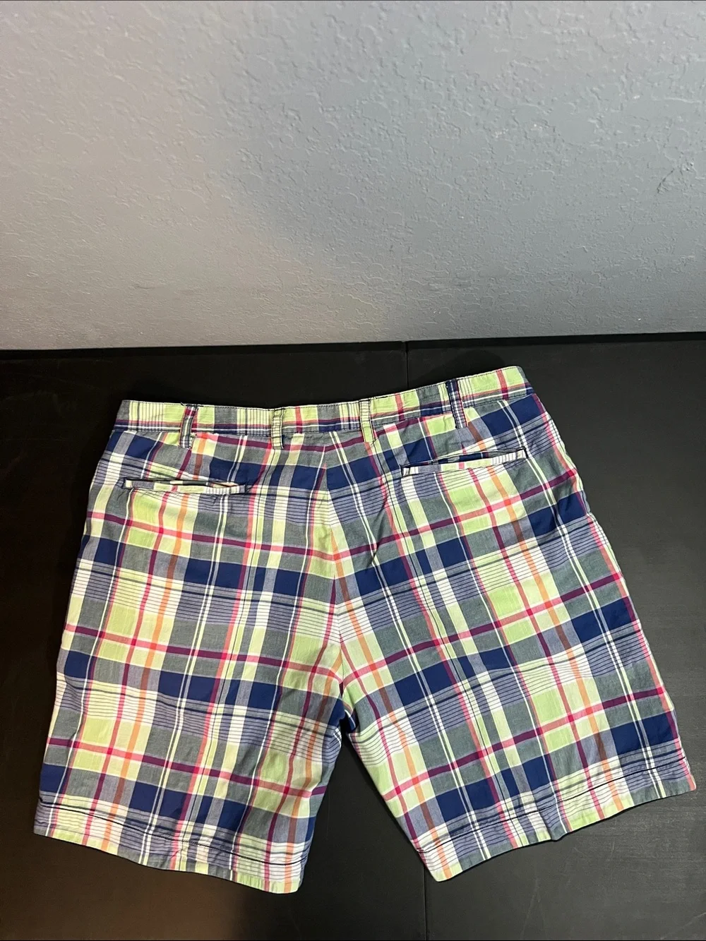 Polo by Ralph Lauren Reversible Plaid Shorts in Navy, Lime & Pink